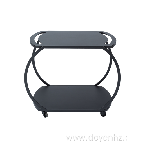 2-Tier Metal Oval Rolling Cart for Outdoor/Indoor